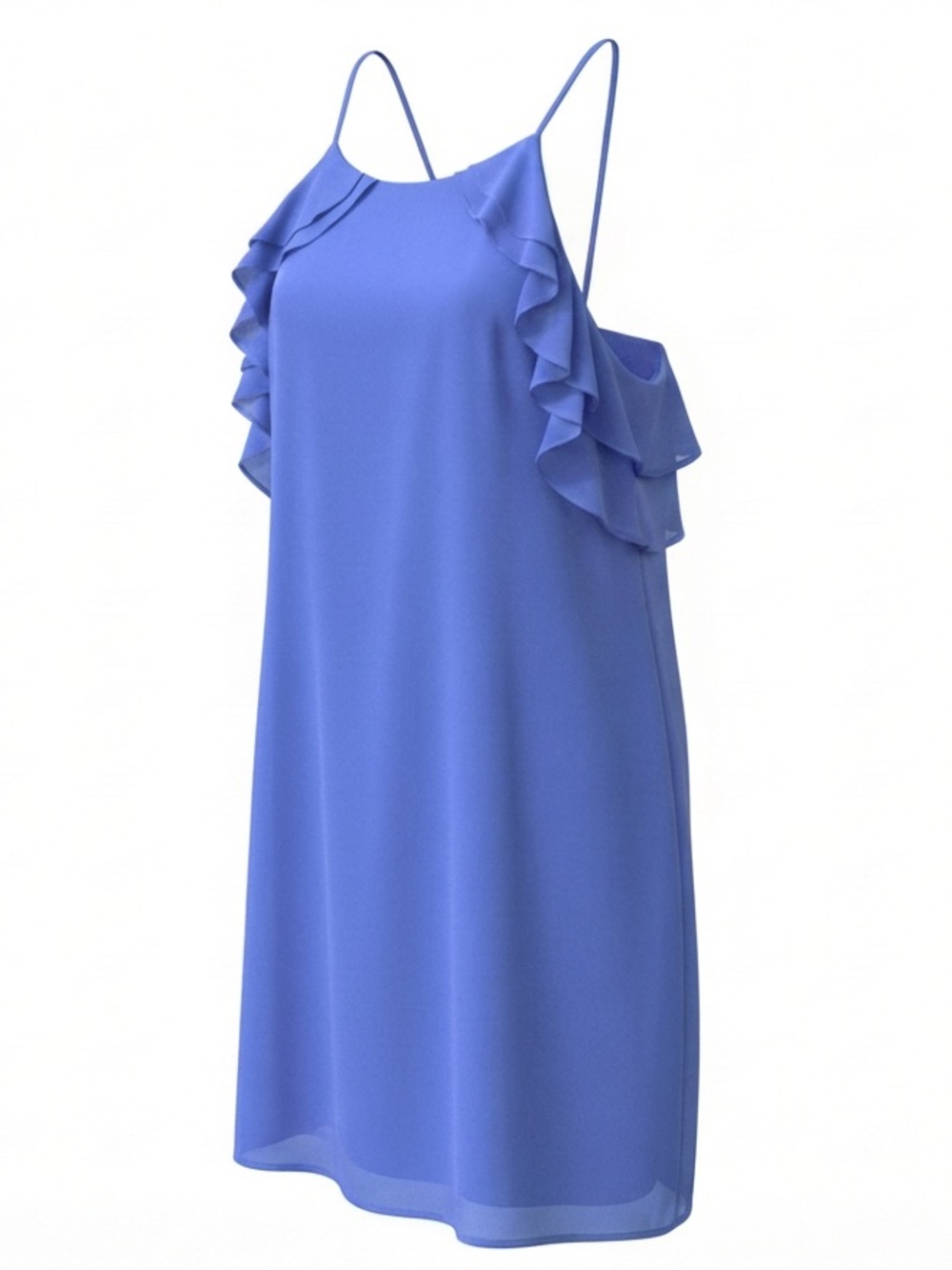 Periwinkle Ruffle-Shoulder Mini Dress